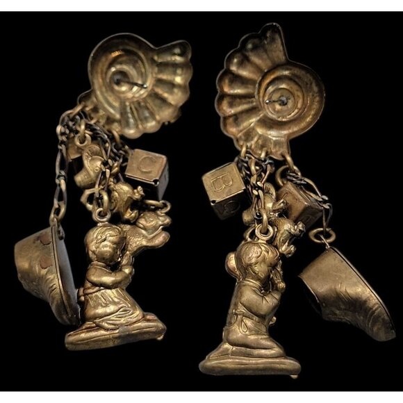 Childhood Charm Dangle Earrings Blocks Bears Baby Shoe & More Unique Design - Picture 9 of 16